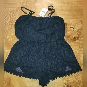 Free People Black Lace Romper NWT